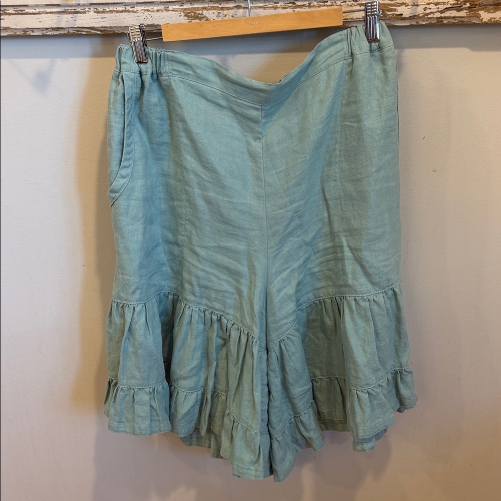 Heart’s Desire Cowgirl Split Skirt Linen Kendall Green - Picture 2 of 10
